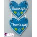 Handmade Hearts "Thank you" -Rustic Salt Dough Decoration- Ornament Set - 2 Blue Gift Hanger with Flower